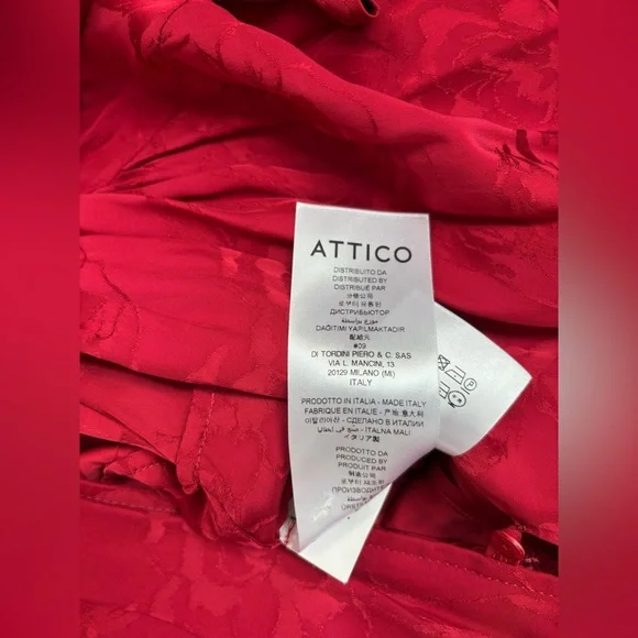 Attico Size 42 (size 6) Red Jacquard Ruffle Maxi Dress - Picture 11 of 11